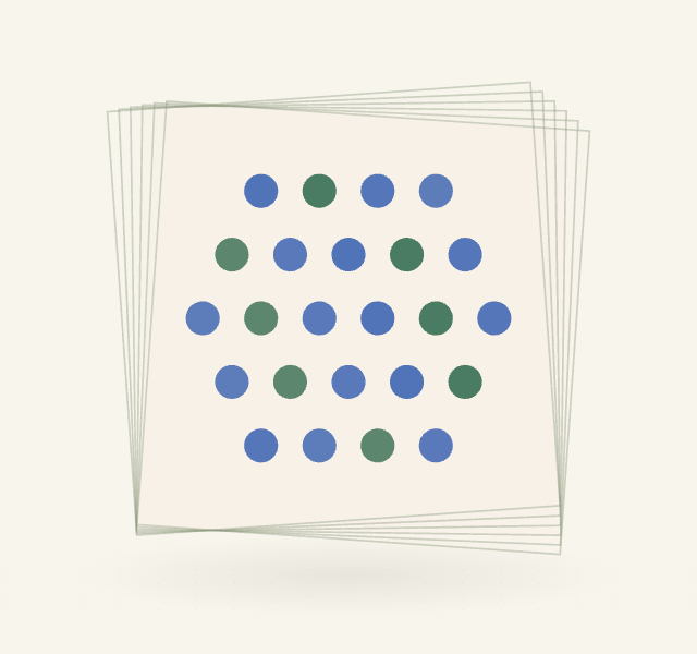 Pragmatic Idealist artwork still: blue and green dots on cube faces
