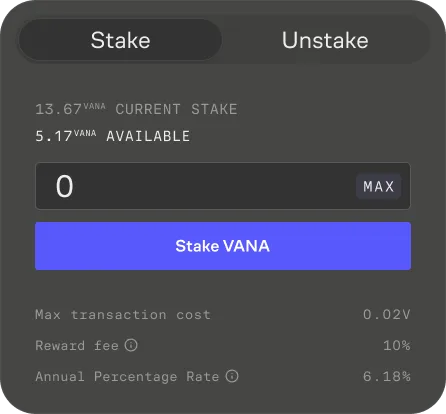Vana staking interface